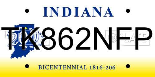 TK862NFP Indiana License Plate