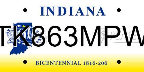 TK863MPW Indiana License Plate