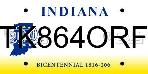 TK864ORF Indiana License Plate