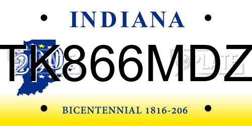 TK866MDZ Indiana License Plate