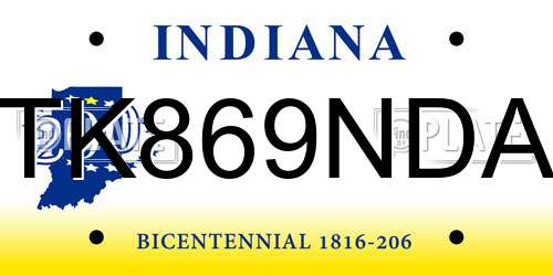 TK869NDA Indiana License Plate