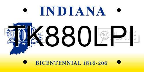TK880LPI Indiana License Plate