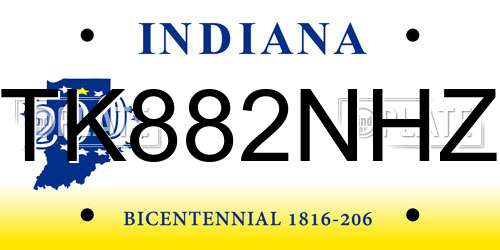 TK882NHZ Indiana License Plate