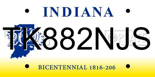 TK882NJS Indiana License Plate