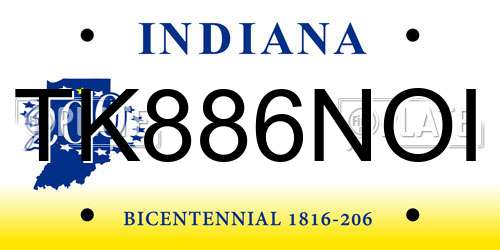 TK886NOI Indiana License Plate