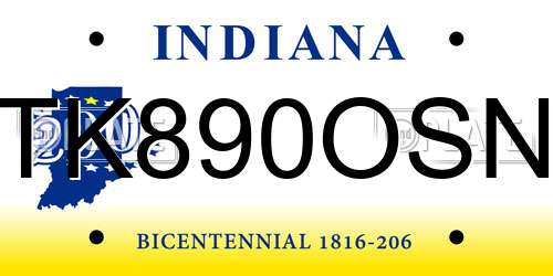 TK890OSN Indiana License Plate