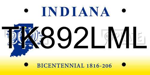 TK892LML Indiana License Plate