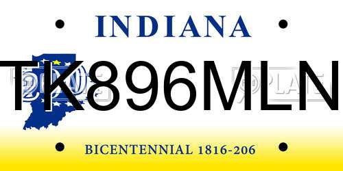 TK896MLN Indiana License Plate
