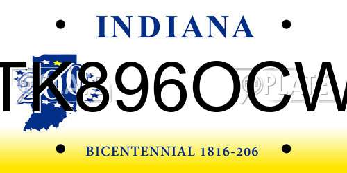 TK896OCW Indiana License Plate