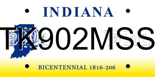 TK902MSS Indiana License Plate