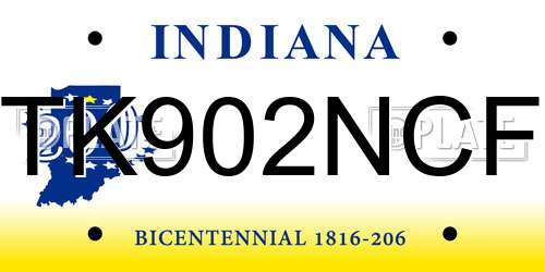 TK902NCF Indiana License Plate