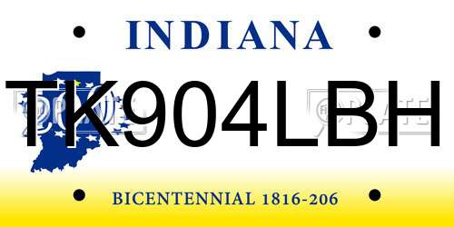 TK904LBH Indiana License Plate