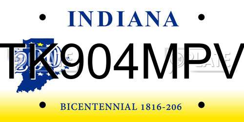 TK904MPV Indiana License Plate