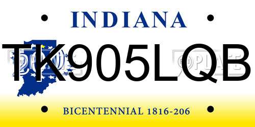 TK905LQB Indiana License Plate