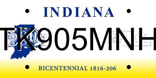 TK905MNH Indiana License Plate
