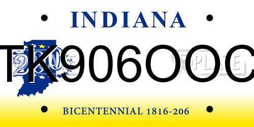 TK906OOC Indiana License Plate