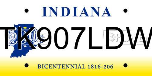TK907LDW Indiana License Plate