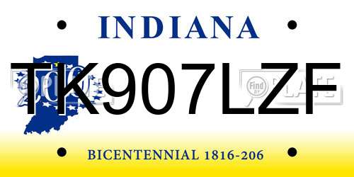TK907LZF Indiana License Plate