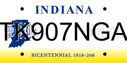 TK907NGA Indiana License Plate