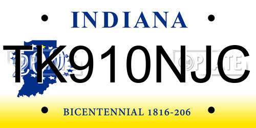 TK910NJC Indiana License Plate