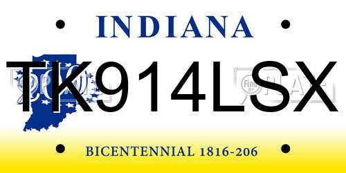 TK914LSX Indiana License Plate