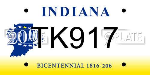 TK917 Indiana License Plate