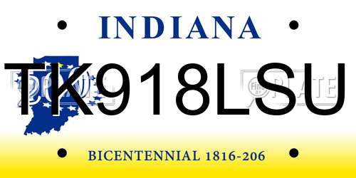 TK918LSU Indiana License Plate