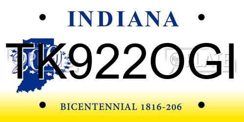 TK922OGI Indiana License Plate