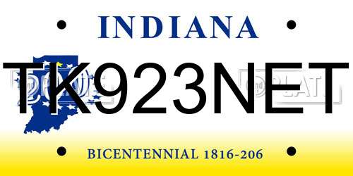 TK923NET Indiana License Plate