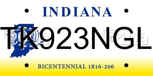 TK923NGL Indiana License Plate