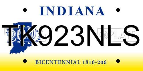 TK923NLS Indiana License Plate