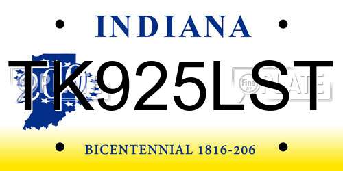TK925LST Indiana License Plate