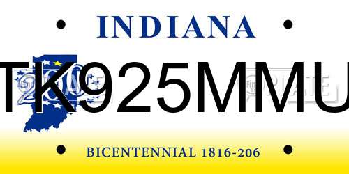 TK925MMU Indiana License Plate
