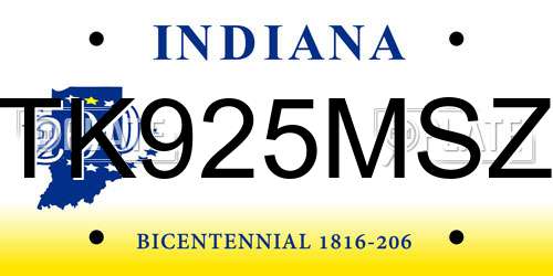 TK925MSZ Indiana License Plate