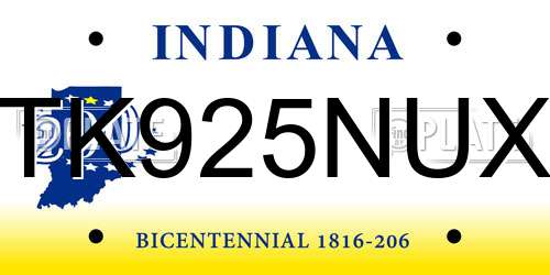 TK925NUX Indiana License Plate