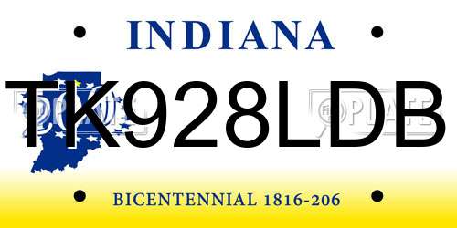 TK928LDB Indiana License Plate