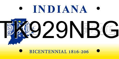 TK929NBG Indiana License Plate