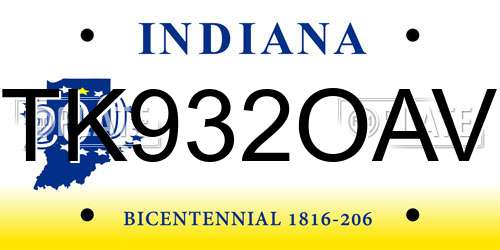 TK932OAV Indiana License Plate