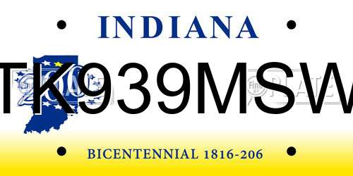 TK939MSW Indiana License Plate
