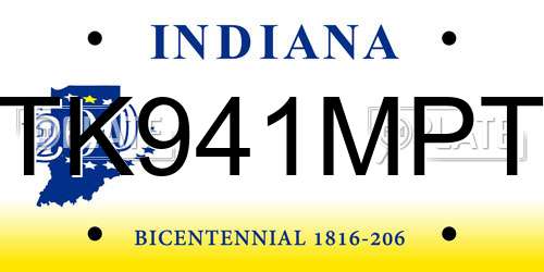 TK941MPT Indiana License Plate