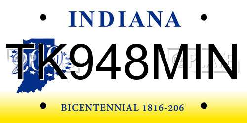 TK948MIN Indiana License Plate