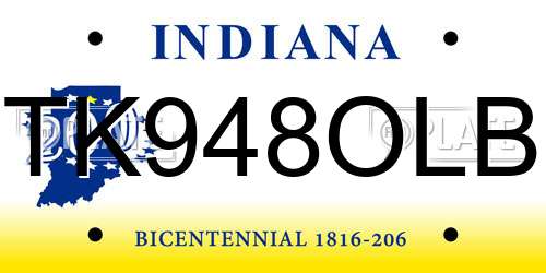 TK948OLB Indiana License Plate