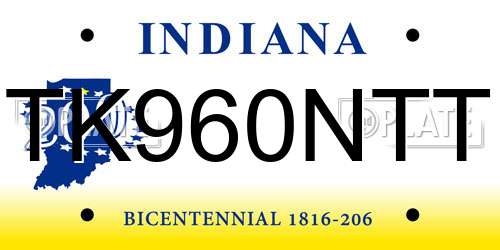 TK960NTT Indiana License Plate