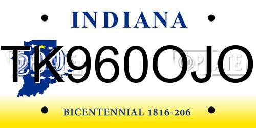 TK960OJO Indiana License Plate
