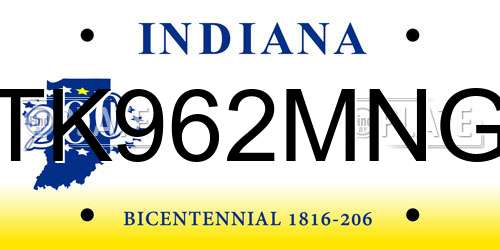 TK962MNG Indiana License Plate