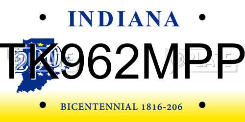 TK962MPP Indiana License Plate