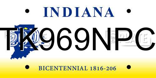 TK969NPC Indiana License Plate