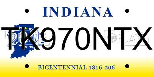 TK970NTX Indiana License Plate