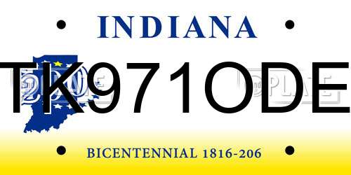 TK971ODE Indiana License Plate