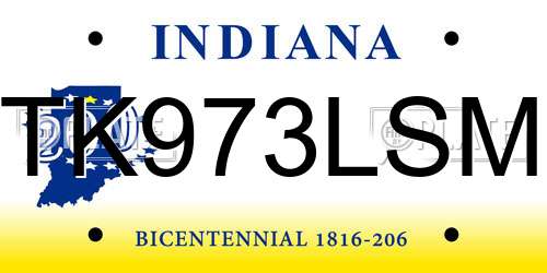 TK973LSM Indiana License Plate